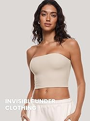 DOBREVA Women's Mesh Strapless Bra Sheer Unlined