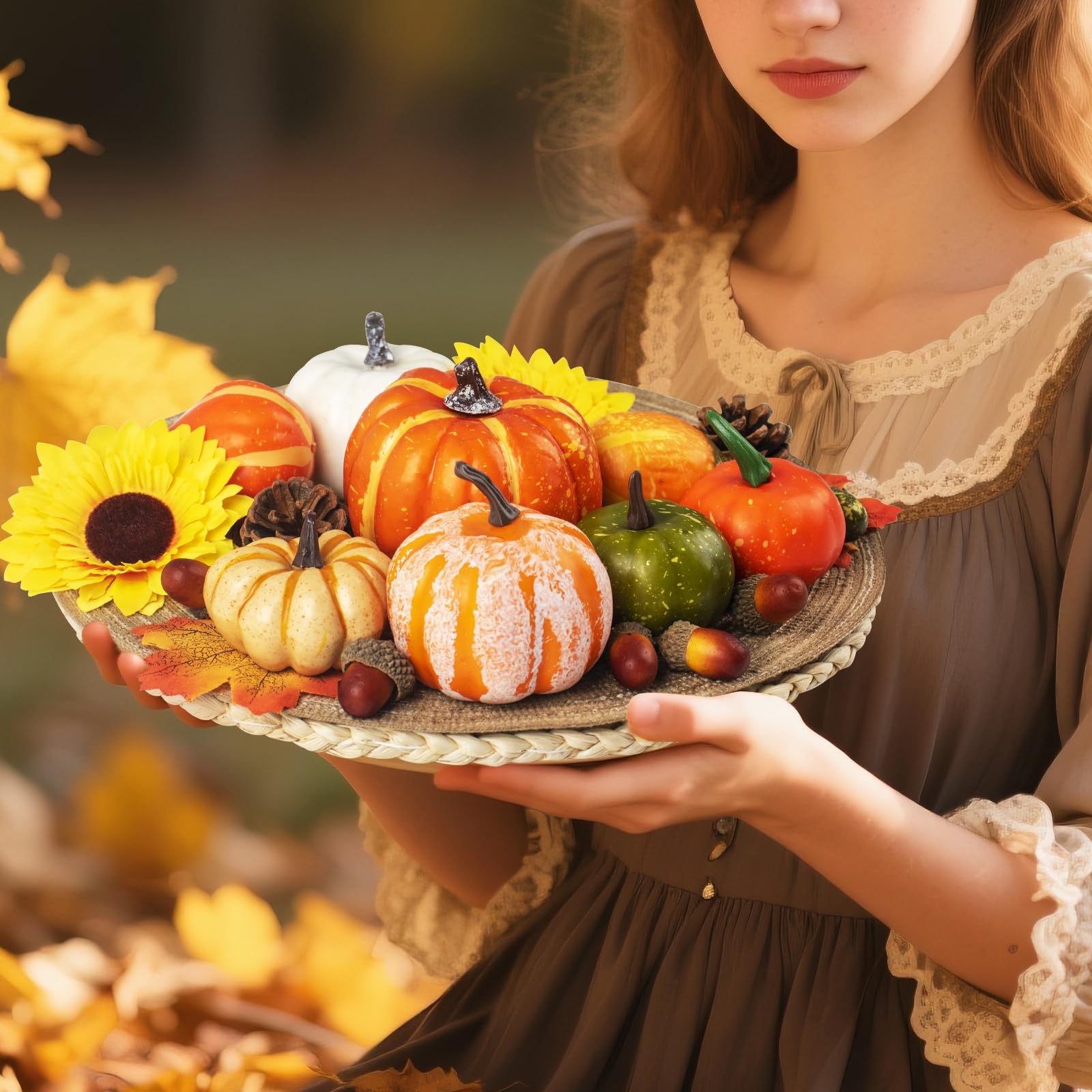 Photo 1 of ****Factory Seal*****
SPESFUTA 20pcs Halloween mini Artificial Craft Fake Pumpkin Decor?Fall Decorations with Pumpkins Acorn Pinecones Sunflowers for Halloween Fall Thanksgiving Decor Set Dining Table Living Room Party