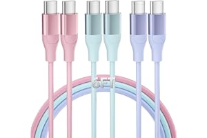 SUPPLE NIPS 60W USB C Charger Cable 3 Pack 6FT USB C to USB C Cable PD Type C Fast Charging Cord for iPhone 15 Pro Plus iPad MacBook Samsung Switch LG and More
