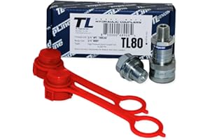 TL TOPLINE 1/4" Body Hydraulic Quick Connect Coupler Set | 1/4" NPT Thread | 10,000 PSI High Pressure | Heavy-Duty Industrial | Dust Caps Included | Compatible with C-604 Style Fittings | Model TL80