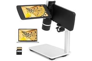 Andonstar AD203 Handheld Digital Microscope, 4 inch USB Coin Microscope with Metal Stand for Kids and Adults, Supports Window
