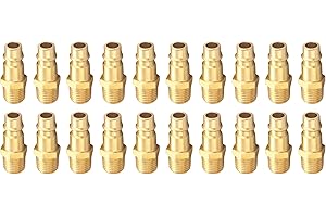 T TANYA HARDWARE Pro High Flow Male Plug Kit, (20 Piece), V Style, 1/4 Inch NPT, Solid Brass Quick Connect Air Fittings Set