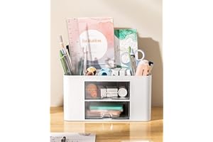 Office Desk Organizer with 3 Drawers Multi-Functional Desktop Pen Pencil Case Storage Box,Desktop Organizer for Office Home S