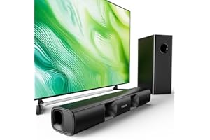 RIOWOIS Sound Bar for Smart TV, 90W Compact Soundbar TV Speaker with Subwoofer, 2.1Channel Home Theater Surround Sound System with Crisp Vocals and Deep Bass for TV PC Projector.