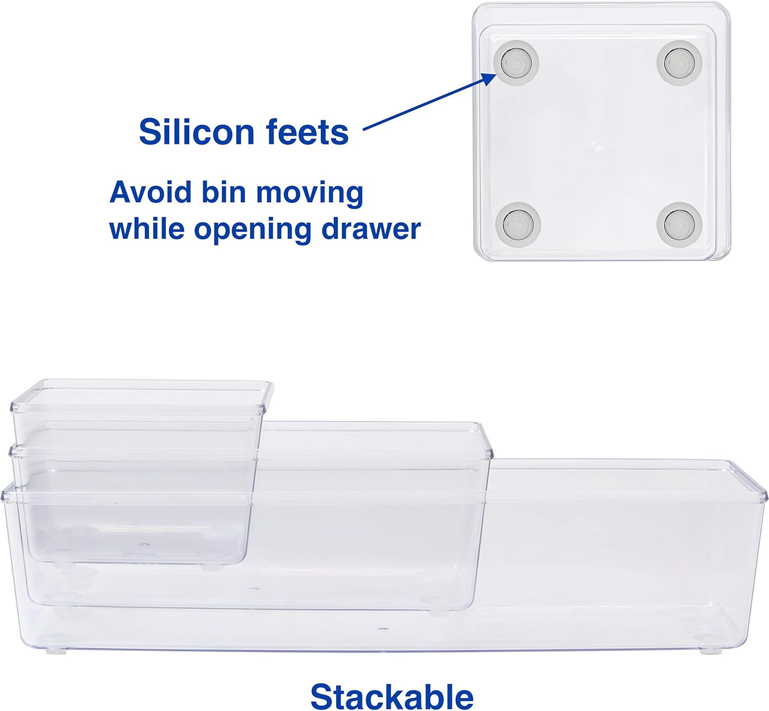 6 Pack - Simple Houseware Clear Plastic Desk Drawer Organizers: Home Improvement