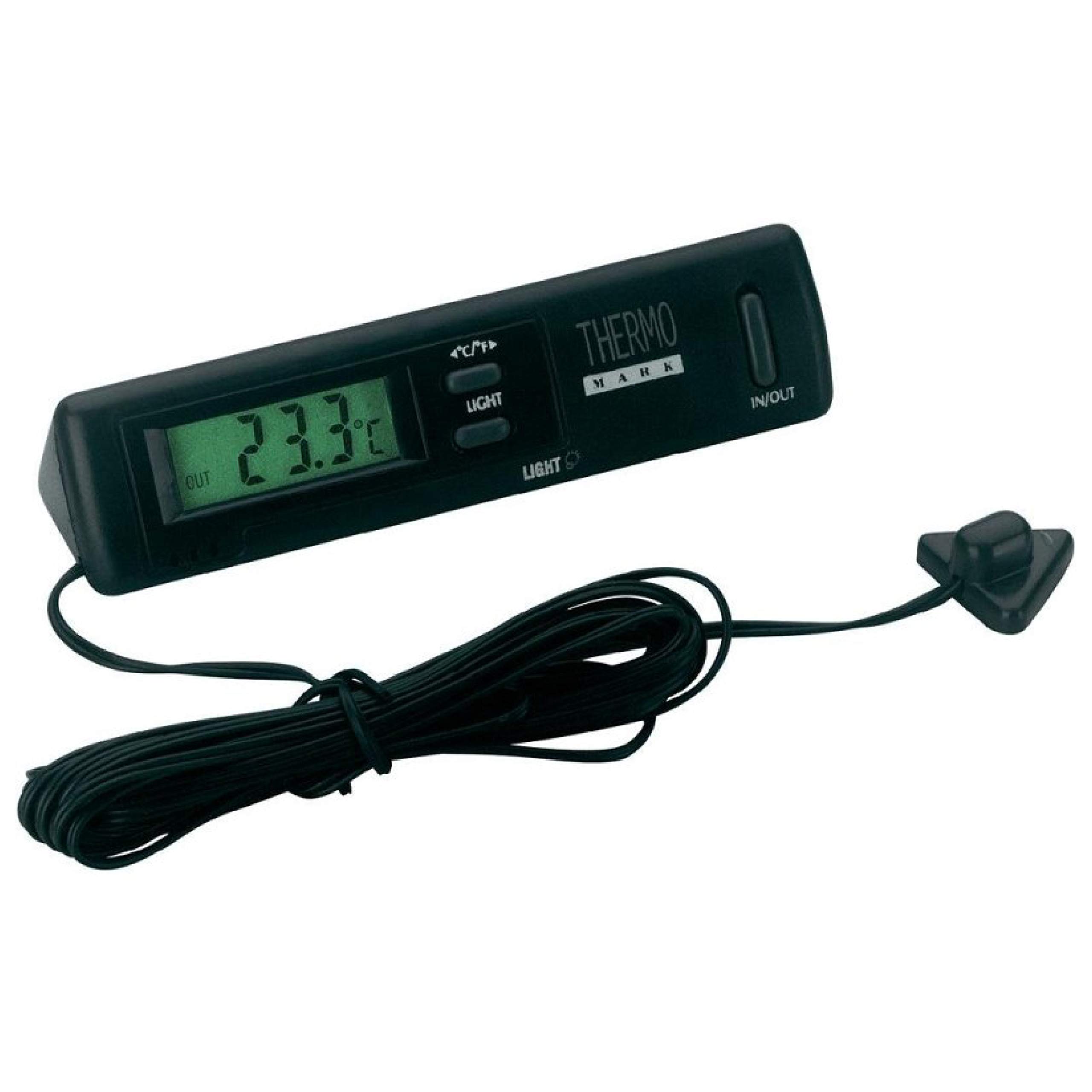 hr-imotion 10110101 digital thermometer for indoor & outdoor temperature [Incl. Batteries - 50C - + 70C (celsius & fahrenheit) 3m cable lenght backlit display freezing range self-adhesive]