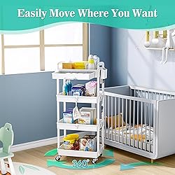 SUNALLY 4 Tier Rolling Utility Cart with