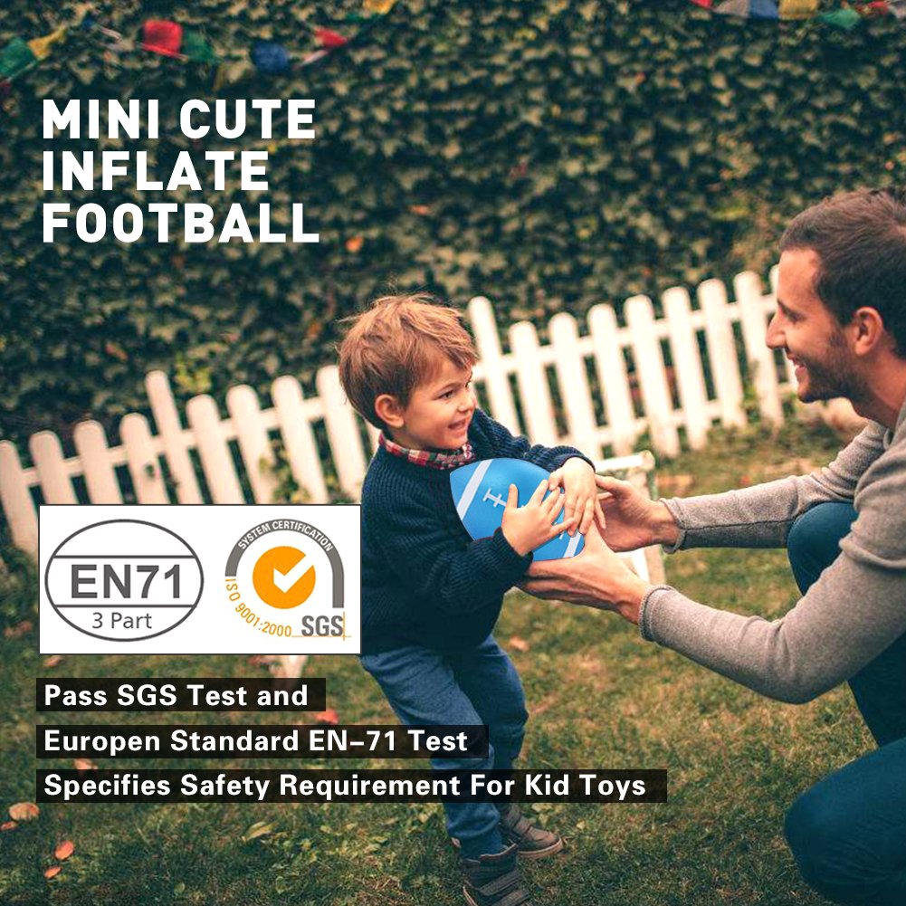 YAPA Football for Toddlers Mini Cute American Footballs Handheld Kids Toy,Bouncy and Soft 7.5”Inflate Beach Ball Come Deflate（Blue）