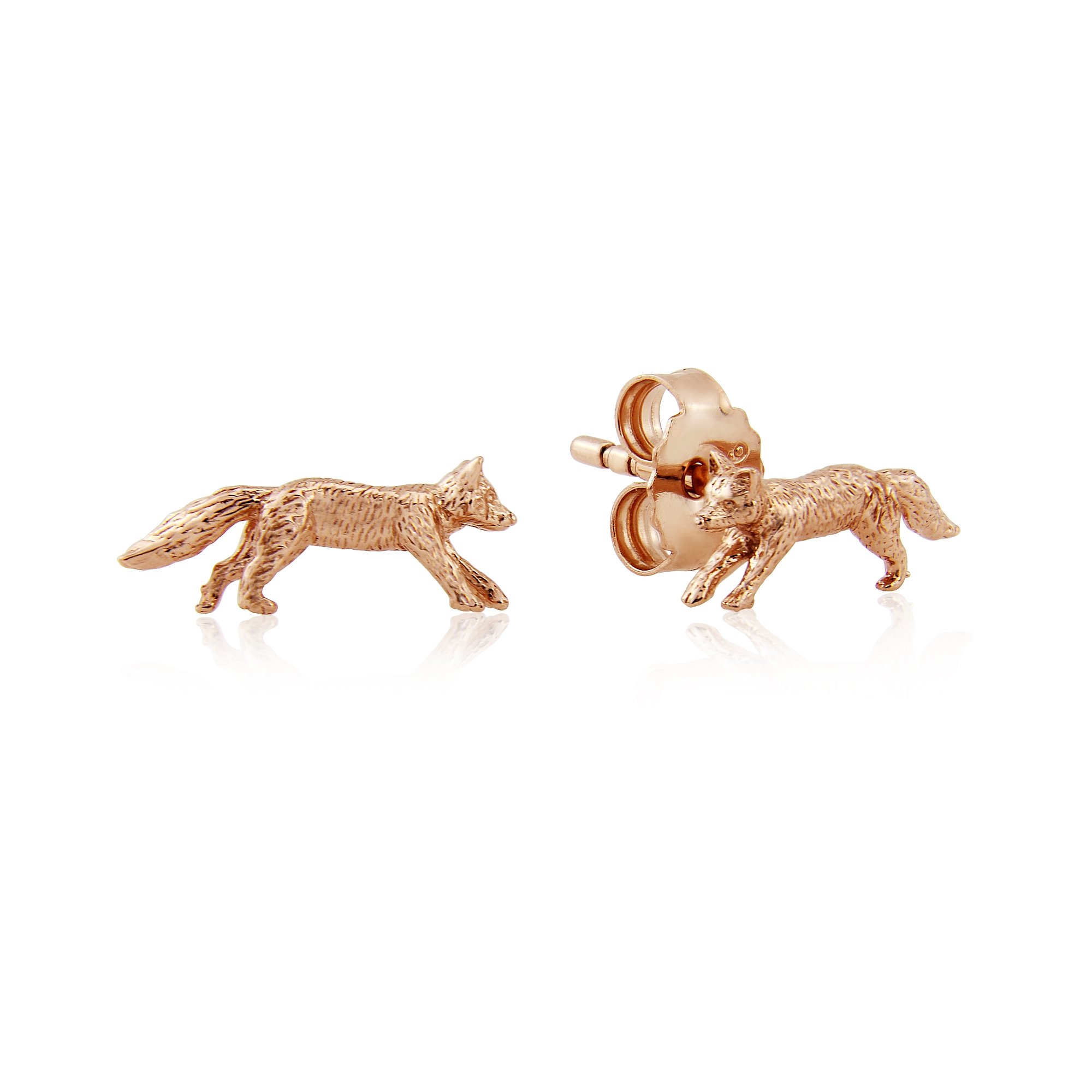 Rose Gold Fox Stud Earrings –perfect gift for lovers of the countryside.