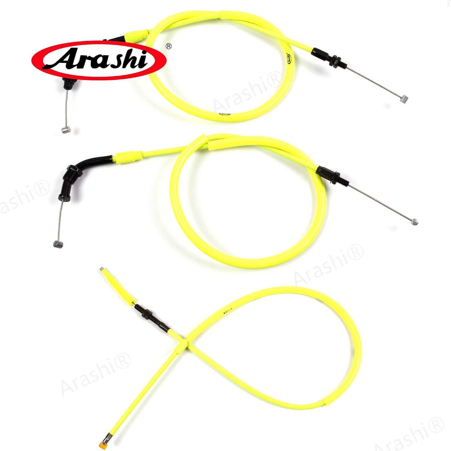 Arashi Throttle & Clutch Cable Set For Yamaha MT-07 / FZ-07 2014-2016 - Stainless Steel Lines With Rubber Housing - View #6