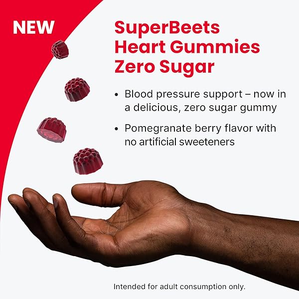 HUMANN SUPERBEETS HEART GUMMIES – BEET GUMMY WITH ENERGY SUPPORT, GRAPE SEED EXTRACT & BEETROOT POWDER, SUGAR FREE – POMEGRANATE BERRY FLAVOR, 60 COUNT