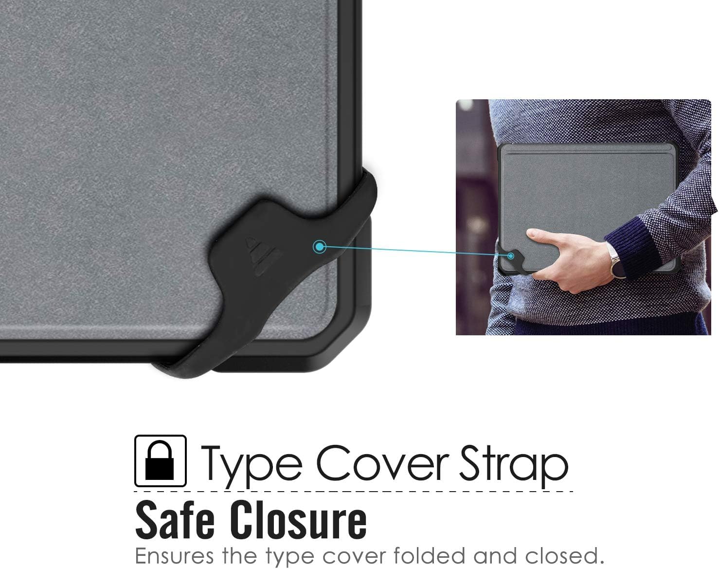 MoKo Case Fit Microsoft Surface Go 4 /Surface Go 3 / Surface Go 2 / Surface Go Case, All-in-One Protective Cover Case with Pen Holder Hand Strap, Compatible with Type Cover Keyboard, Black