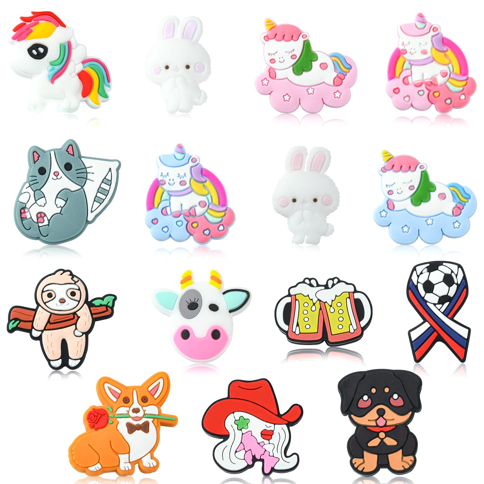 WEWAYSMILE 15pcs 15 Style Silicone Focal Beads, Multicolour, Unisex, DIY Crafts, Necklace Making