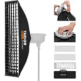 TARION 12"x47" Quick Release Bowens Mount Strip Softbox, Softbeam SQ-30120F | Foldable, One-Step Setup, with Diffusers, Honeycomb Grid, Carrying Bag, for Professional Studio Filming Interview Lighting