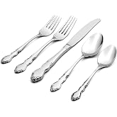 Oneida Dover 45-Piece 18/10 Silverware Set for 8, Flatware | mirror finish, dishwasher safe | includes serving spoons and utensil set | cutlery set, wedding silverware