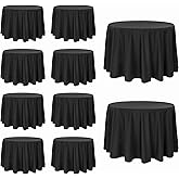 10 Pack Black Round Tablecloths, 120 Inch Stain Resistant and Wrinkle Round Table Clothes, Washable Polyester Table Clothes Cover for Kitchen Dining, Wedding Birthday Party, Buffet Restaurant, Banquet