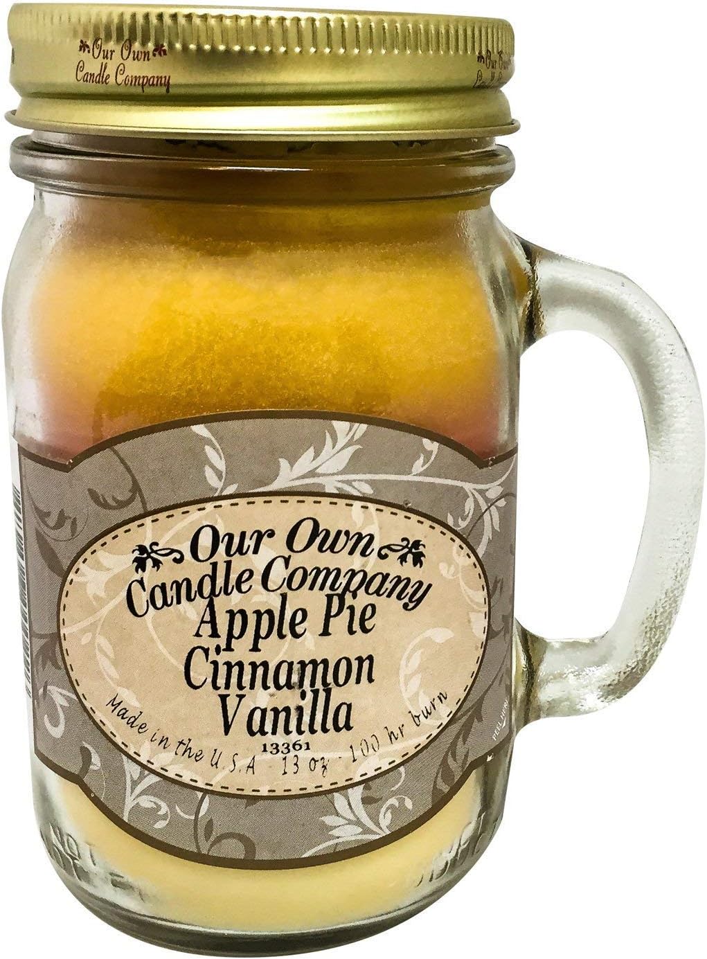 Our Own Candle Company Apple Pie Cinnamon Vanilla Scented 13 Ounce Mason Jar Candle Company, 13 oz: Home & Kitchen