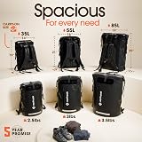Earth Pak 35L Waterproof Backpack Roll-Top Closure Front Pocket Black view 2