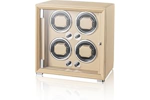 KOHUDIS Watch Winder for 2/4/6/9 Automatic Watches, high-end Leather Making, Super Quiet Mabuchi Motor, Two Power Modes, Built-in led Lights
