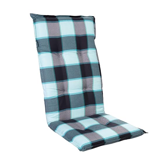 Homeoutfit24 Sun Garden Gartenstuhl-Auflage Prato in Hellblau, gepolstertes Sitzkissen für Hochlehner-Gartenmöbel, 120 x 50 x