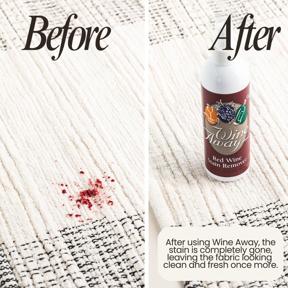 Wine Away Red Wine Stain Remover, 12oz - Removes Wine Spots, Perfect Fabric Upholstery and Carpet Cleaner Spray Solution, Spray on Stain Wash and Resolve Laundry to Vanish Stain, Citrus Scent