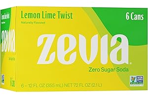 Zevia Zero Calorie Soda, Lemon Lime Twist, 12 Ounce Cans (Pack of 6)