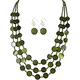 Rosslyons Multi layered Chunky Beaded Necklaces for Women Boho Colorful Shell Strand Statement Necklaces With Earrings Set Fashion Costume Jewelry Gifts