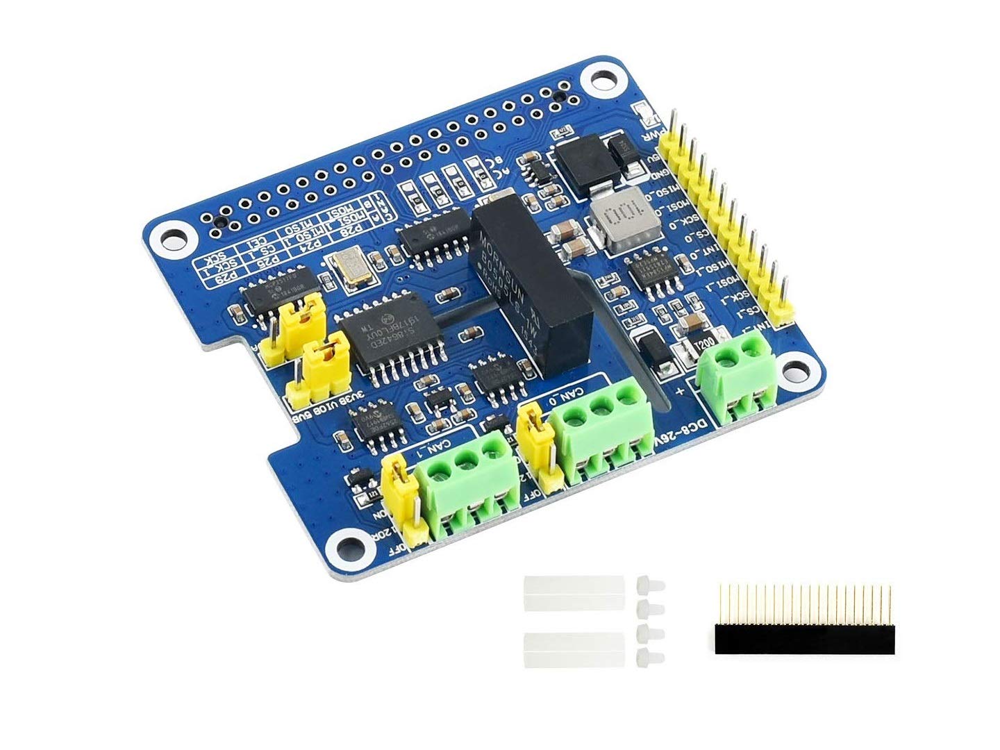 2-CH CAN FD HAT 2-Channel Isolated CAN Bus Expansion HAT for Raspberry Pi Series Boards with Multi Onboard Protection Circuits Support CAN2.0 CAN FD Protocols