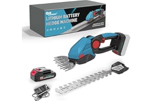 UCCOSSO Cordless Hedge Trimmer,21v Electric Grass Shears & Shrub Trimmers,Handheld 2-in-1 Battery Powered Hedge Trimmer for Patio/Lawn, Gardening Tools, Included Charger (Blue-Red+1 * Battery)
