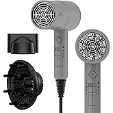 AINA Hair Dryer with Diffuser, Blow Dryer for Women | Advanced Ionic Technology, Ceramic Coating | Cold Shot Features Turbo Heat for Fast Drying and Shine 110V/ALCI (Ash Grey)