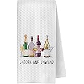 OVAcational Wine Kitchen Towels, Gifts for Champagne Lovers Hand Towels for Bathroom, Wine Lover Gifts for Women Men Dish Tea Towel for Kitchen Bar Cart, 16x24 Inch