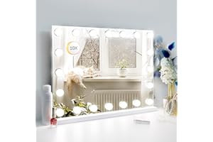 Despful Vanity Mirror Makeup Mirror with Lights, 10X Magnification, Hollywood Lighted Vanity Mirror with 20 Dimmable LED Bulbs,3 Color Modes,Touch Control for Bedroom,Tabletop or Wall-Mounted