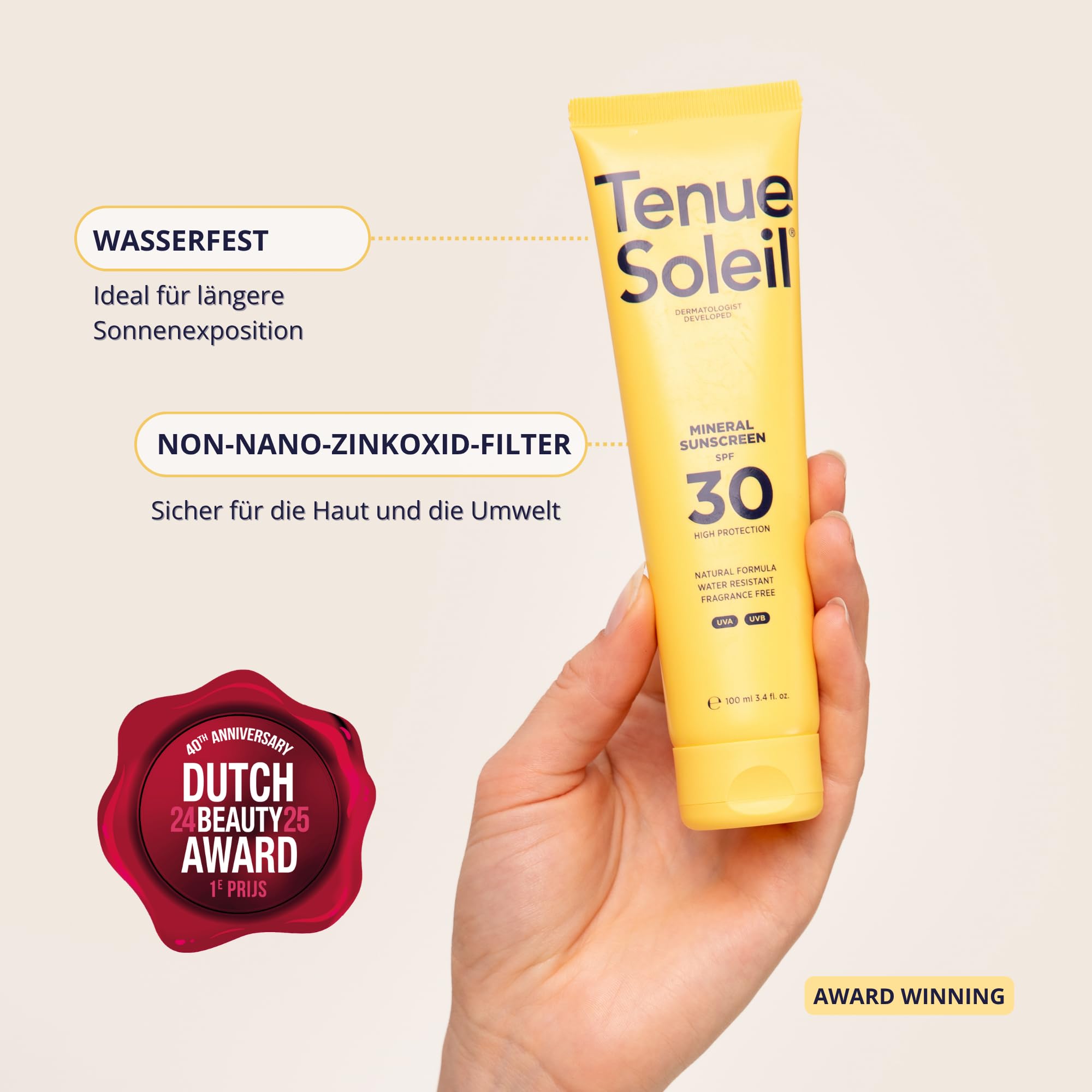 TENUE SOLEIL SPF 30 Mineral-Sonnenbrand - 100 ml - Wasserfeste Sonnencreme mit Vitamin E - Vegan, Parfümfrei - Für empfindliche Haut - Gesicht und Körper 4