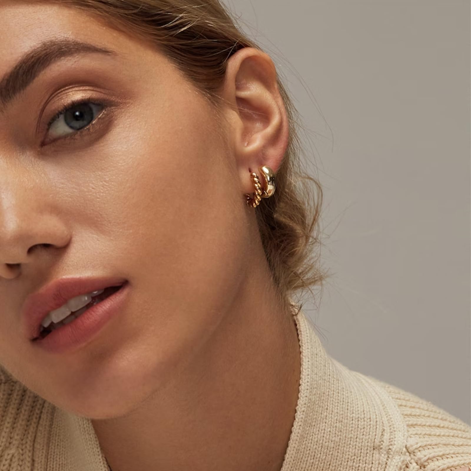 9 Pairs Small Gold Huggie Hoop Earrings for Women, 14K Gold Plated Lightweight Cartilage Earring Set, Hypoallergenic Gold Hoop Earrings for Gift