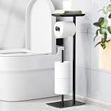 niffgaff Black Toilet Paper Holder Stand with Top Storage Shelf 4 Reserve Rolls view 1