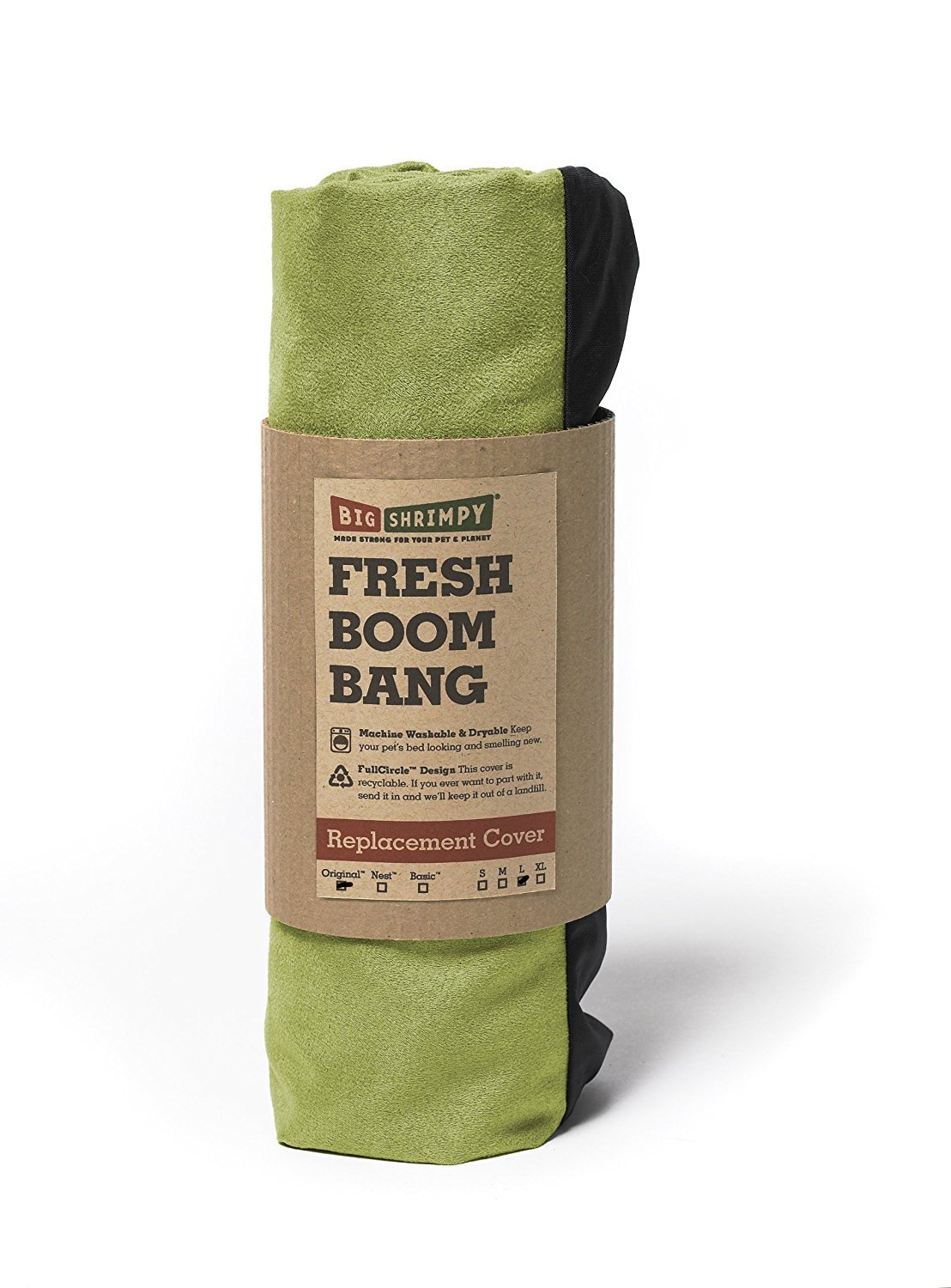 Big Shrimpy Original Faux Suede Bed Replacement Cover, Medium, Leaf