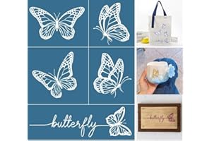 Alinacutle Butterflies Silkscreen Stencil,Reusable Self-Adhesive Silk Screen Printing, for Printing on Wood/Fabric/Paper, Home Decoration, 8.5" x 11"