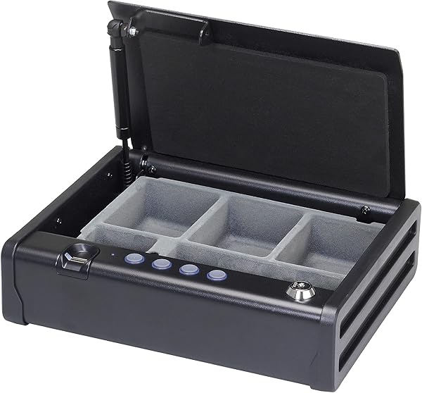 MASTER LOCK Biometrischer Tresor Fingerabdruckerkennung Kompakt MLD08EB Ideal fr Scheckbcher Geld Schmuck Ausweise Pistolentresor