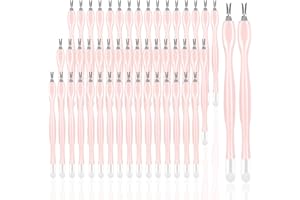 heemeei 50Pcs Nail Cuticle Trimmer Rubber Nail Cleaner, Plastic Handle Cuticle Knife, Double End Nail Dead Skin Fork Cuticle Pusher Bulk Nail Art Cuticle Remover Tools for Girls Women and Men-Peach……