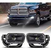 BICYACO DOT LED Fog Light for Dodge Ram 1500 2500 3500 2009-2018, Black | Fog Lamps with Brackets for Pickup Truck, OEM Front Bumper Driving Lamps Replacement, IP67 Waterproof, Plug &amp; Play, 1 Pair