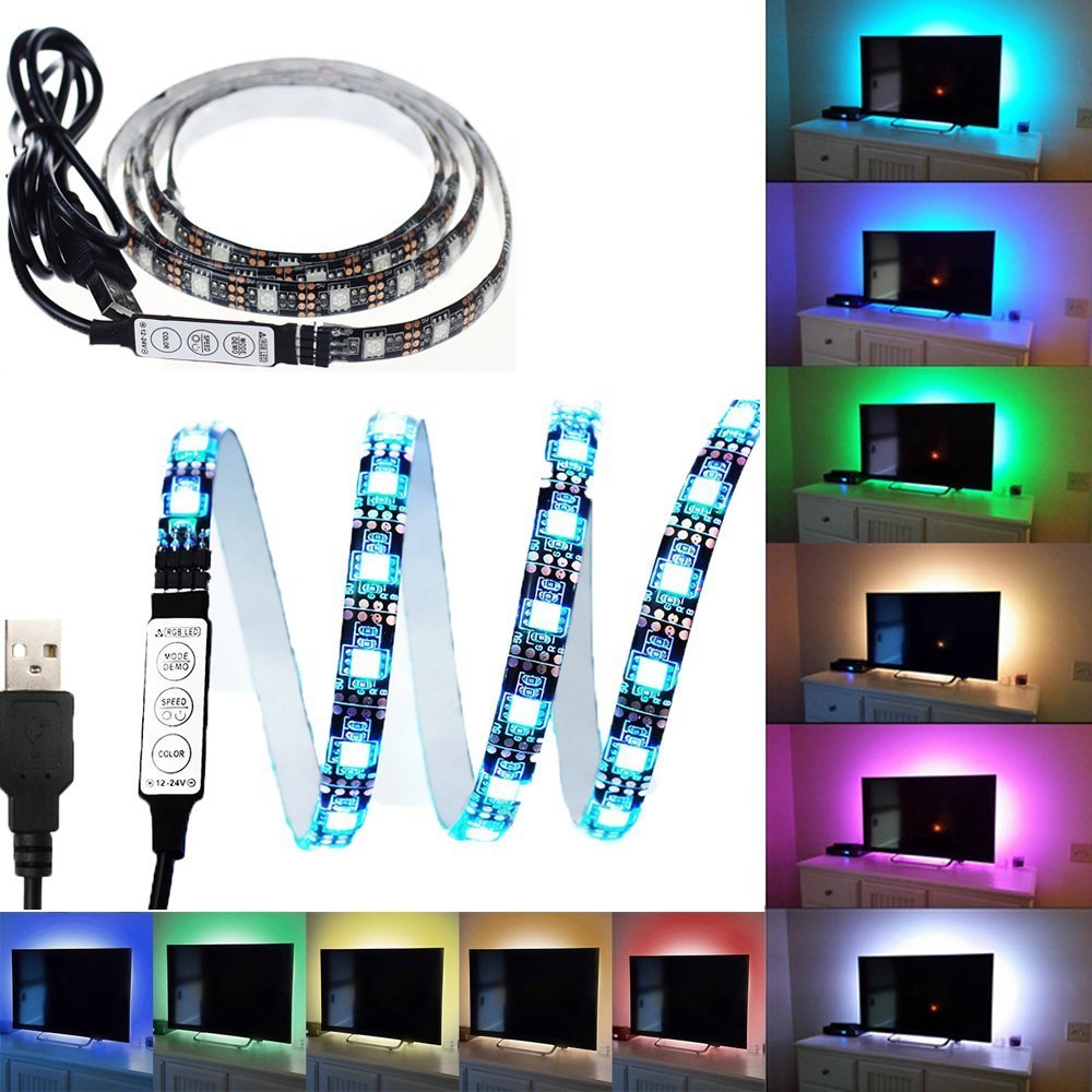 1 Meter 30 LED RGB Light Strip with USB Controller for Table Desk TV
