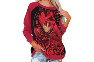 BTLYUIOAPE Hazbin Hotel Merch Sweatshirt for Women Crew Neck Long Sleeve Raglan Sleeve Pullover Tops Hazbin Hotel Shirts