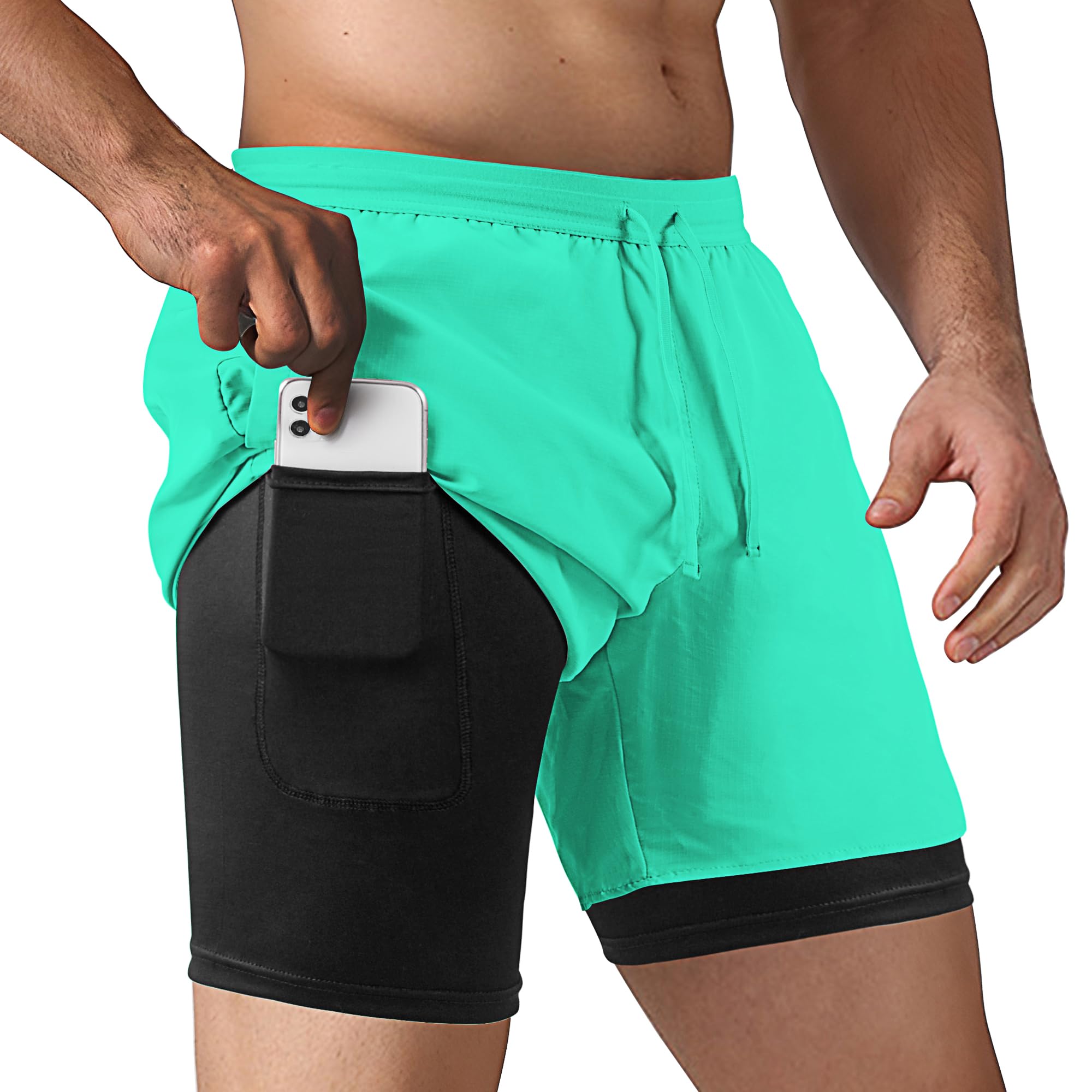 NIMOJIRO Men's 2 in 1 Running Shorts Workout