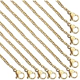 30 Pack Necklace Chains 2mm Gold Plated Stainless Steel Link Cable Chain Necklace Bulk for DIY Jewelry Making Supplies (18 Inches)