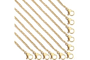 ANDBLUE 30 Pack Necklace Chains 2mm Gold Plated Stainless Steel Link Cable Chain Necklace Bulk for DIY Jewelry Making Supplies (18 Inches)