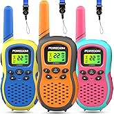 FOREDOM Walkie Talkies for Kids Walkie Talkies Long Range for Boy & Girl Age 3 to 12 Year Old Birthday Toys with Flashlight, Lanyards - 3 Pack
