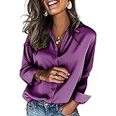 Zeagoo Satin Blouses for Women Silk Button Down Shirts Long Sleeve Business Casual Tops