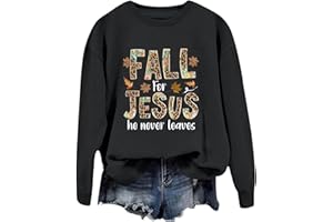 womola Fall for Jesus Sweatshirt for Women 2024 Fashion Funny Tops Novelty Graphic Pullover Shirt Pullover Sweatshirts