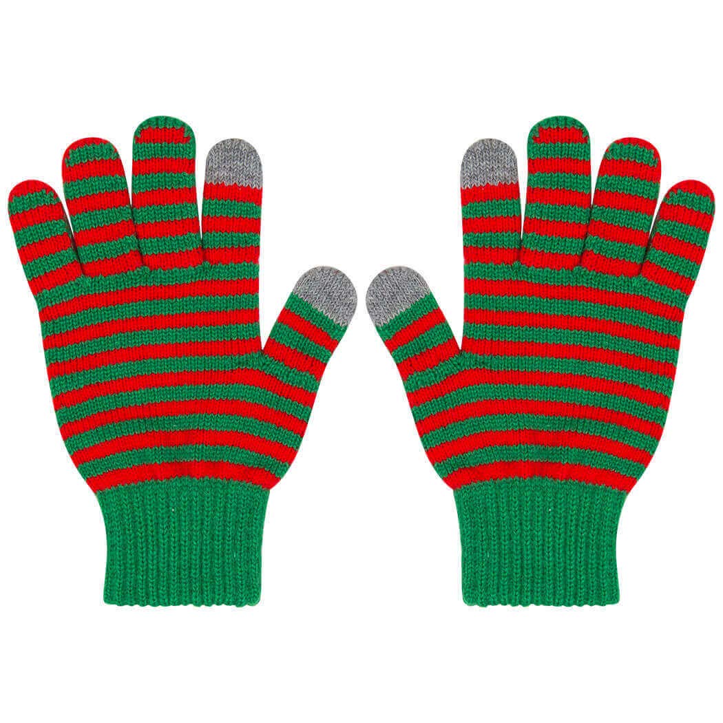 Gone For a Run Christmas Stripe Elf Gloves Touchscreen Running Gloves