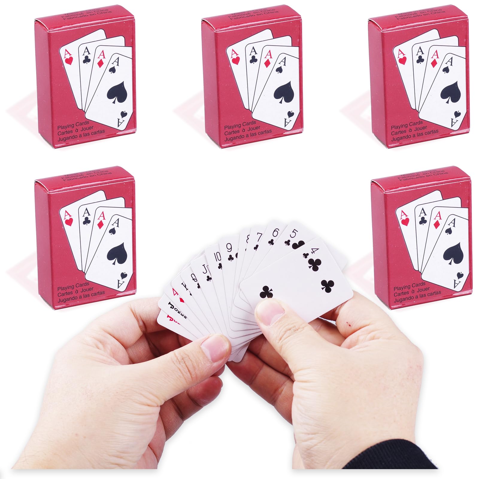 Photo 1 of GNYOHUA 5 Decks Mini Playing Cards Party Favor, Miniature Poker Cards Traveling Decks Cards Festival Party Game Supply for Kids and Adults, 2 X 1.5 inch